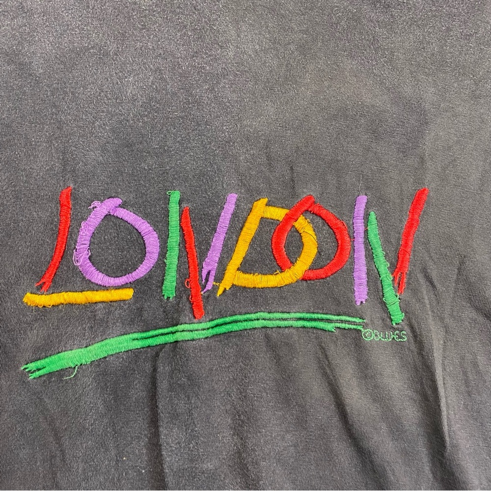 Vintage London Faded Single Stitch T Shirt Charcoal XL - Picture 9 of 10